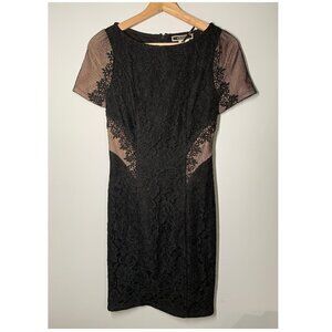 Nikibiki Women's Size Small S Black Lace Formal Shift Dress Knee Lenght
